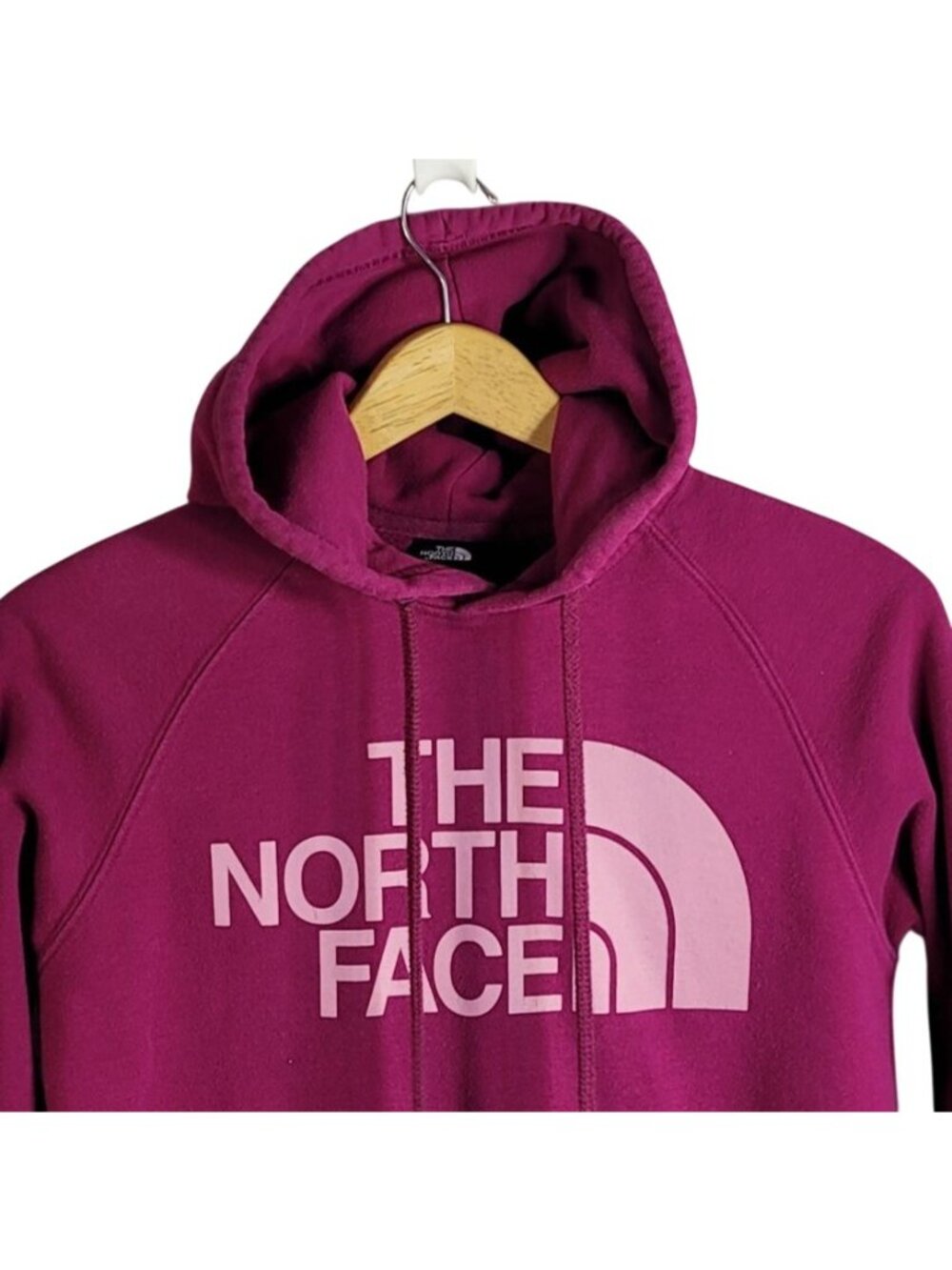 The North Face Women Logo Hoodie Pink XS Sweatshirt Pullover Long Sleeve READ - Picture 2 of 9